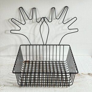 Black Wire Basket with Two Open Hands on Back - Finger Puppet Hand Display